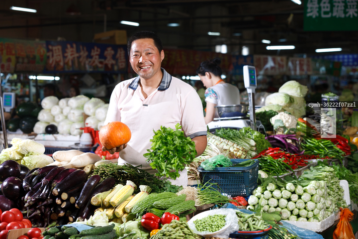 图片标题:     一个菜农在菜市场里卖菜 图片编号:     cpmh-36222f